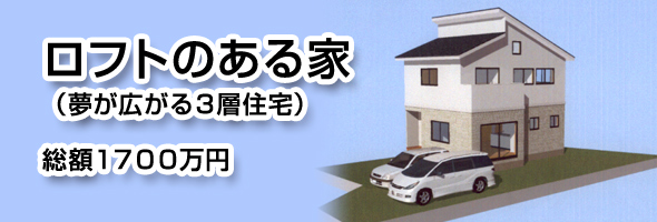 ロフトのある家（夢が広がる３層住宅）総額１７００万円