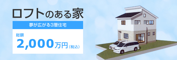 ロフトのある家（夢が広がる３層住宅）総額2000万円